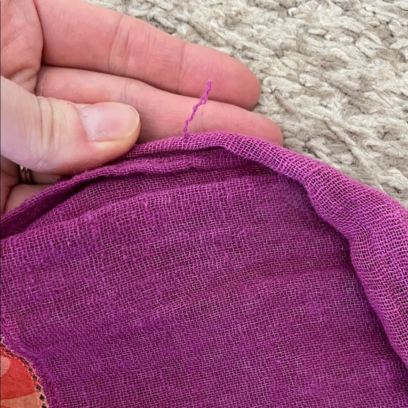 Coach Pink Purple Orange Creme & Brown Colorway Patchwork Scarf - Picture 14 of 16